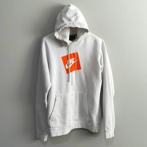 Nike hoodie/ hooded sweatshirt in white and orange- size small
